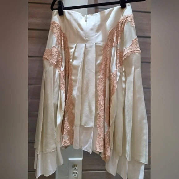 Chloé Silk Chiffon Lace Trim Pleated Midi Skirt – NWT, Size FR 38 Ivory - Picture 5 of 16
